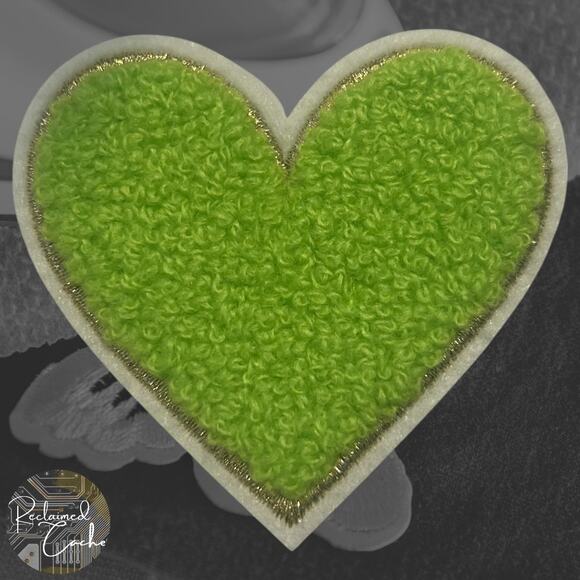 Heart in Lime Green Iron On Patch - Picture 1 of 2